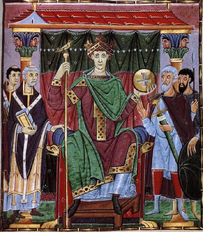 Otto III on the throne, unknow artist